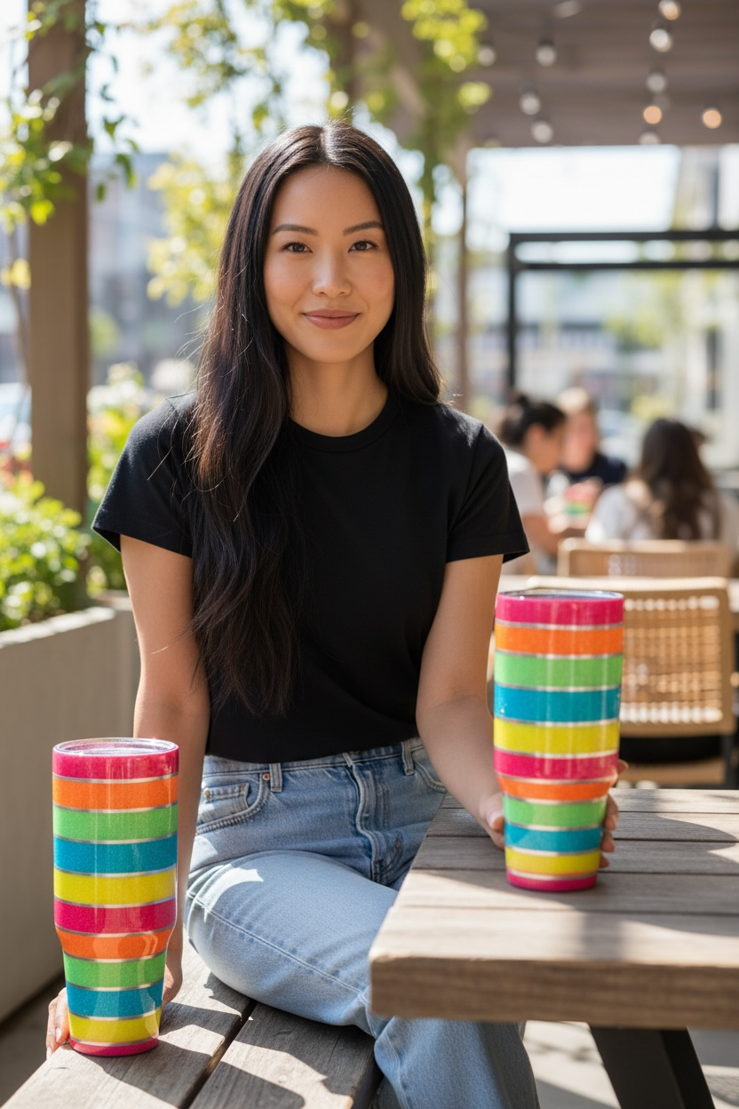 Rainbow Stripes Tumbler ~ Glitter Epoxy Tumbler ~ Epoxy Tumbler  ~ 40 oz. Tumbler ~  Custom Tumblers ~ Gift Ideas ~ Teacher Gift ~ Bridal Gifts