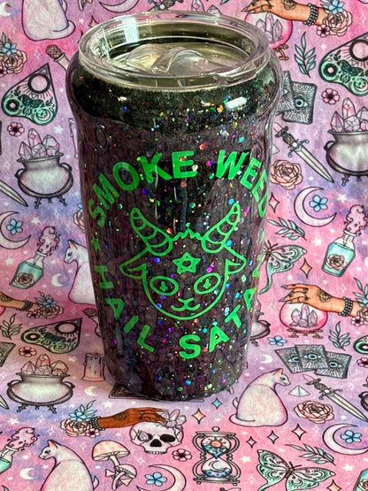 Smoke Herb Hail Satan ~ Glitter Epoxy Tumbler ~ Epoxy Tumbler  ~ 20 oz. Tumbler ~ Custom Tumblers ~ Gifts~ Satanist Gift ~ Dark Gifts