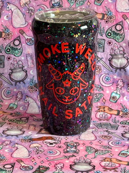 Smoke Herb Hail Satan ~ Glitter Epoxy Tumbler ~ Epoxy Tumbler  ~ 20 oz. Tumbler ~ Custom Tumblers ~ Gifts~ Satanist Gift ~ Dark Gifts