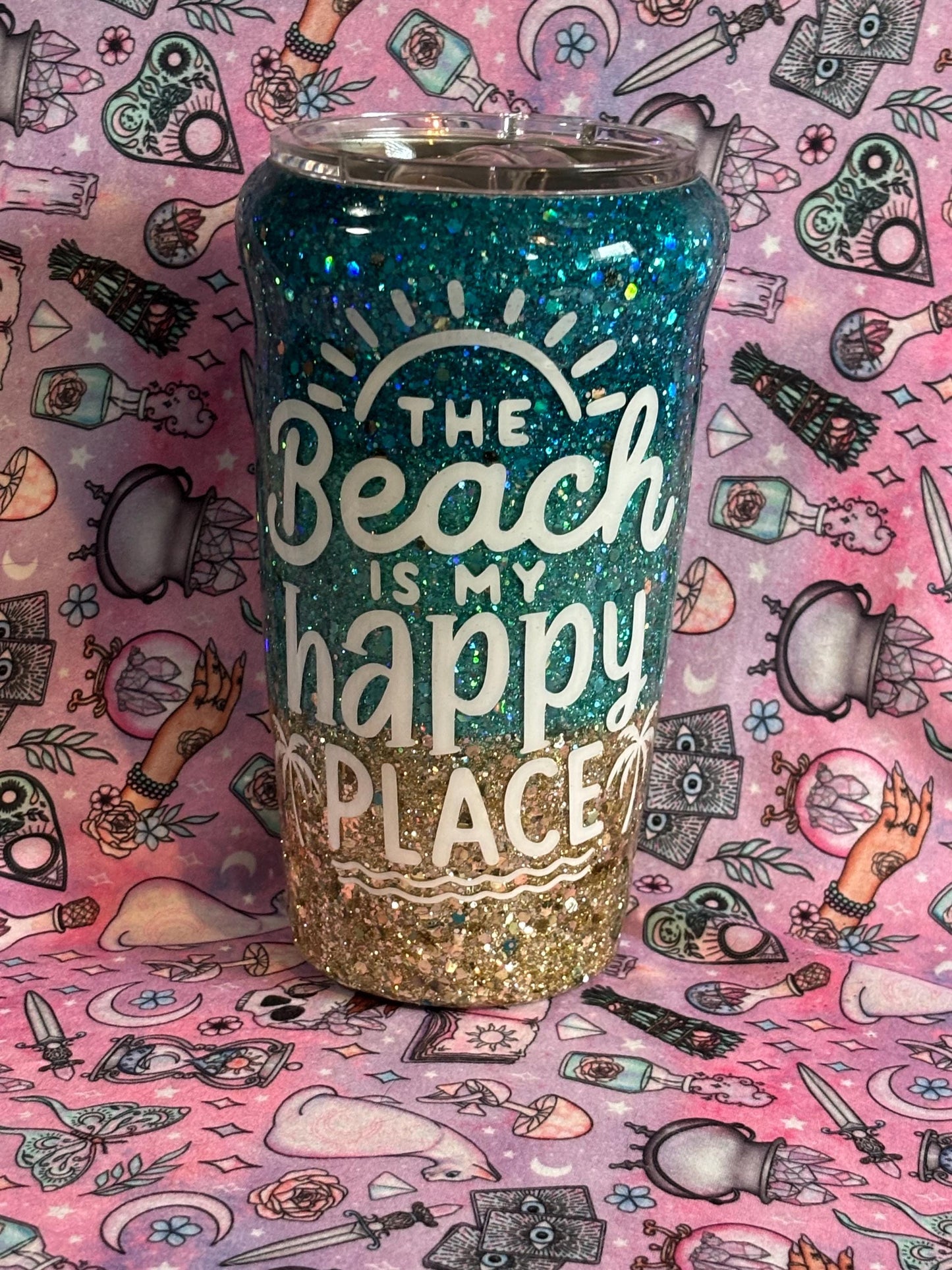 The Beach is my Happy Place ~ Glitter Epoxy Tumbler ~ Epoxy Tumbler  ~ 20 oz. Tumbler ~ Custom Tumblers ~ Gifts~ Teacher Gift ~ Bridal Gifts