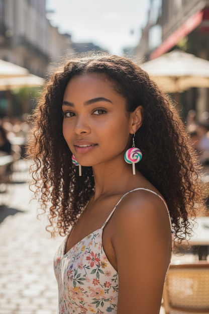 Candy Swirl Earrings * Candy Earrings * Lollipop  Earrings * Tarot Card Earrings * Rainbow Earrings * Dangle Earrings *Rainbow Swirl Earring