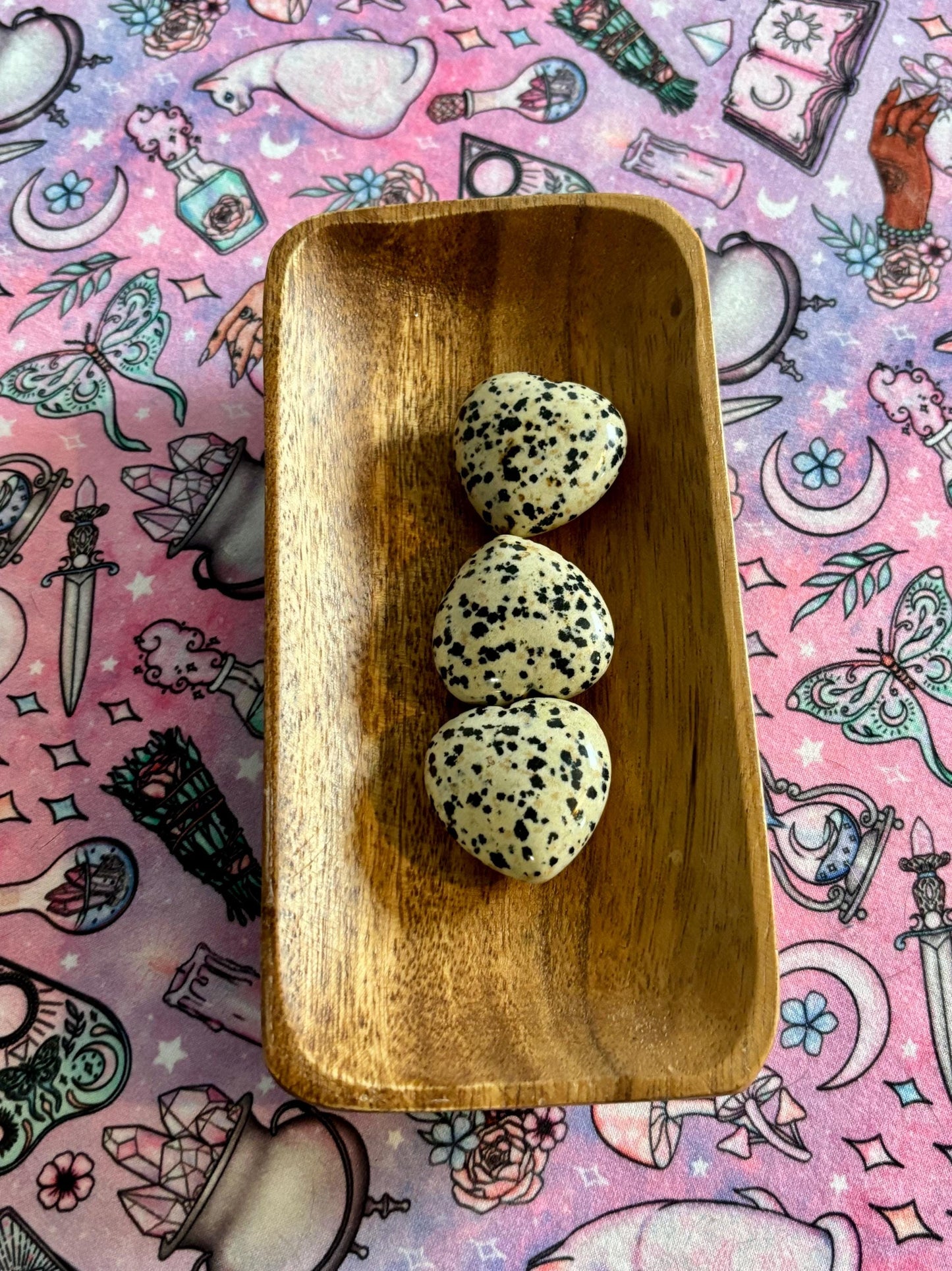 Dalmation jasper Heart  Palm Stone* Crystals * Witchcraft * Wiccan * Pagan * Altar Decoration * Spiritual Gift * Witch