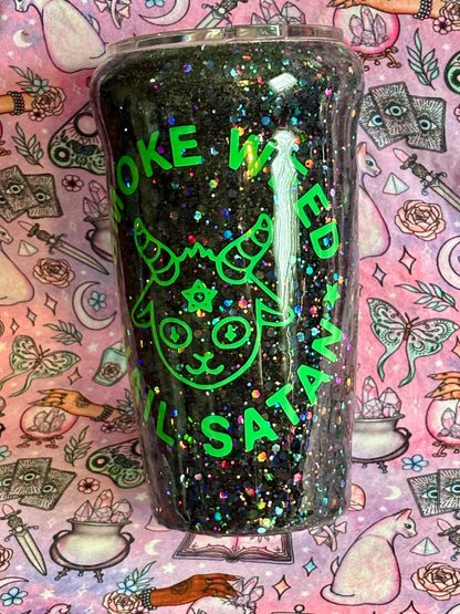 Smoke Herb Hail Satan ~ Glitter Epoxy Tumbler ~ Epoxy Tumbler  ~ 20 oz. Tumbler ~ Custom Tumblers ~ Gifts~ Satanist Gift ~ Dark Gifts