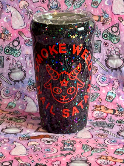 Smoke Herb Hail Satan ~ Glitter Epoxy Tumbler ~ Epoxy Tumbler  ~ 20 oz. Tumbler ~ Custom Tumblers ~ Gifts~ Satanist Gift ~ Dark Gifts