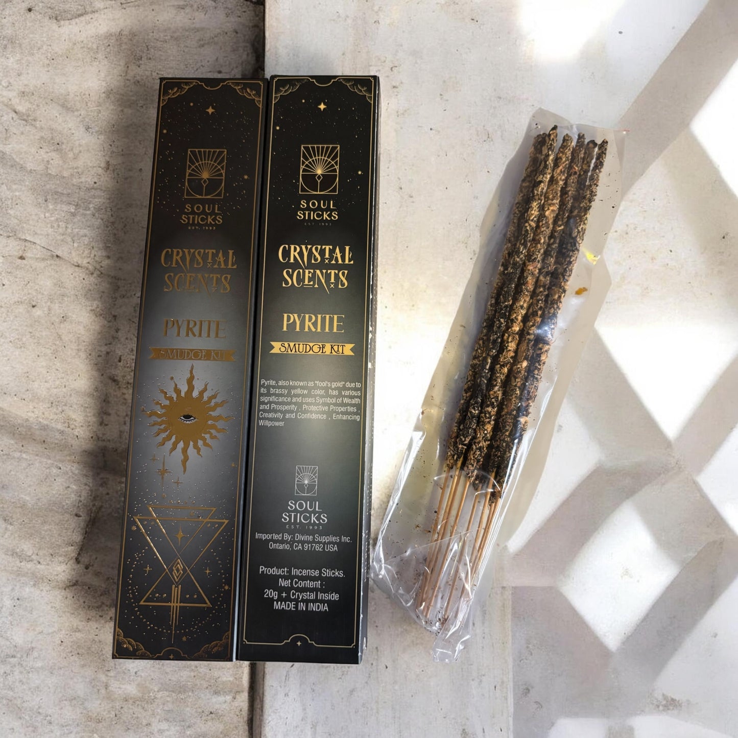 Pyrite Housewarming Witchcraft Crystal Smudge Kit, Cleansing Kit For Wiccans, Ritual Supplies, Perfect For Pagans, For Beginners,