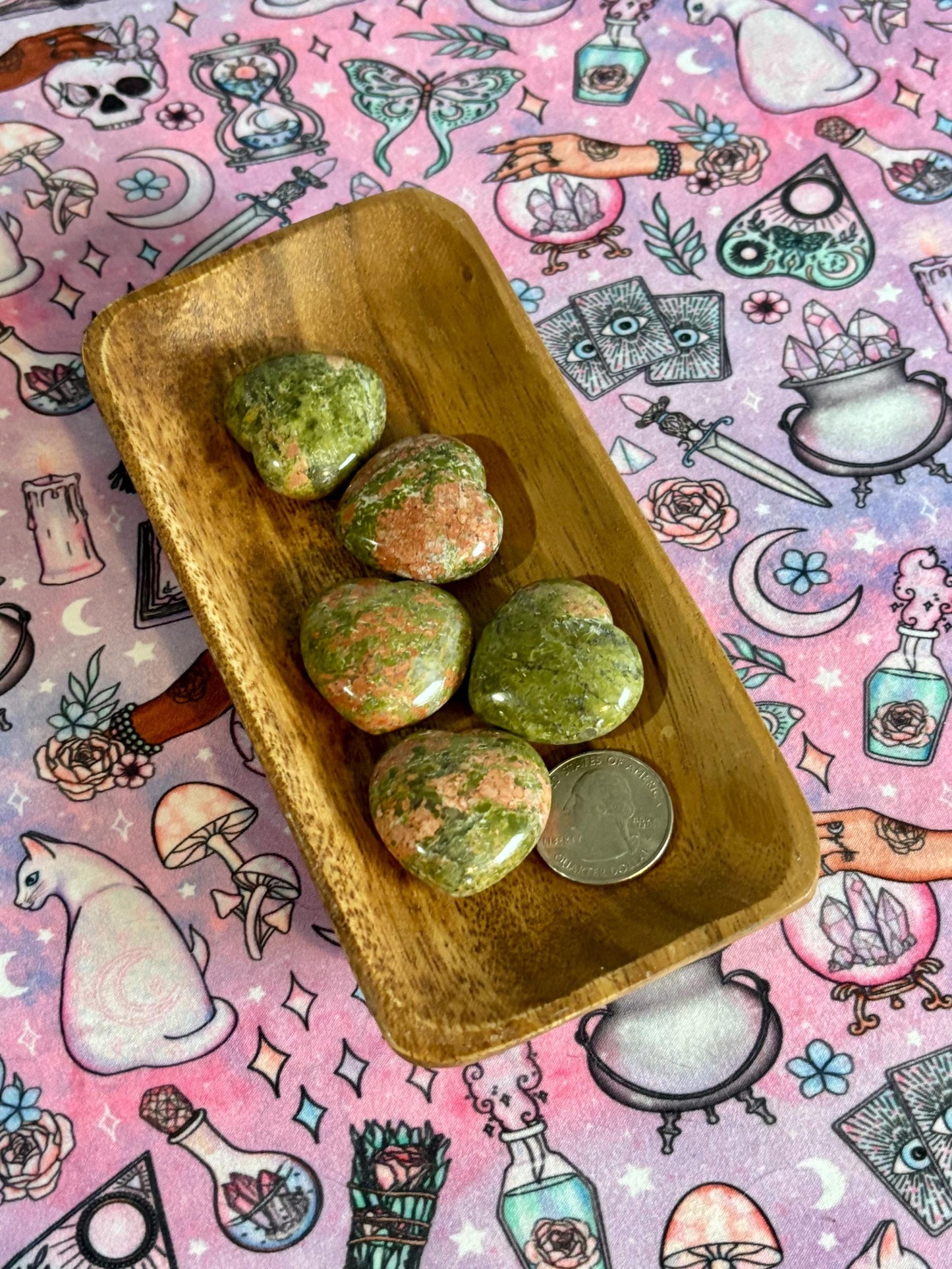 Unakite Heart  Palm Stone* Crystals * Witchcraft * Wiccan * Pagan * Altar Decoration * Spiritual Gift * Witch
