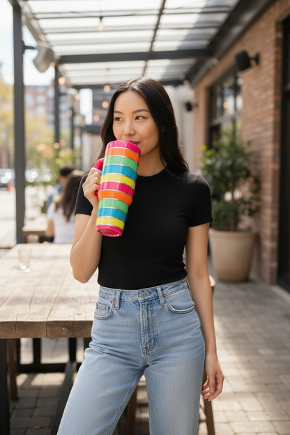 Rainbow Stripes Tumbler ~ Glitter Epoxy Tumbler ~ Epoxy Tumbler  ~ 40 oz. Tumbler ~  Custom Tumblers ~ Gift Ideas ~ Teacher Gift ~ Bridal Gifts
