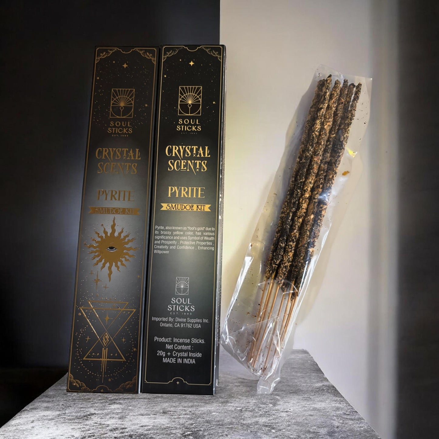 Pyrite Housewarming Witchcraft Crystal Smudge Kit, Cleansing Kit For Wiccans, Ritual Supplies, Perfect For Pagans, For Beginners,