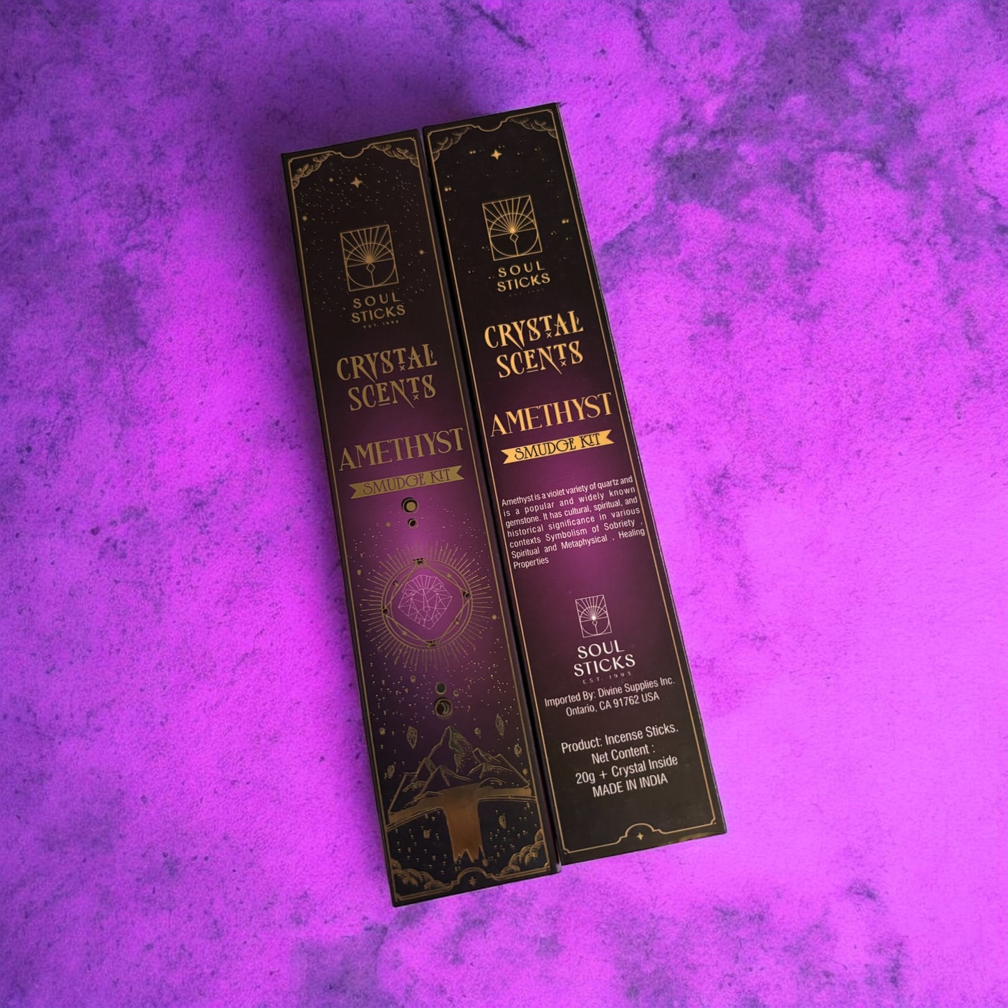 Amethyst Housewarming Witchcraft Crystal Smudge Kit, Cleansing Kit For Wiccans, Ritual Supplies, Perfect For Pagans, For Beginners,