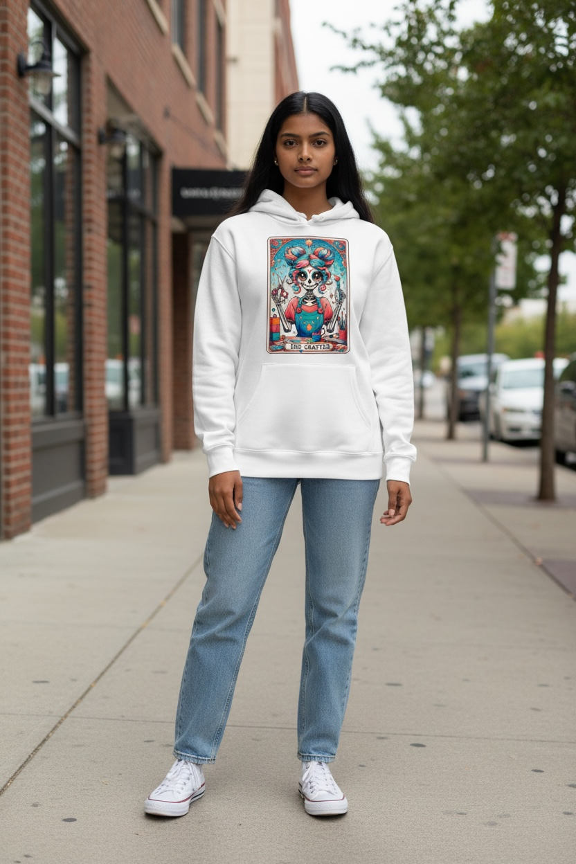 The Crafter Tarot Card Hoodie ~ Sublimation ~ Witchy Hoodie ~ Witchy Clothing ~ Pagan ~Witches ~ Witch Clothing ~  Spiritual