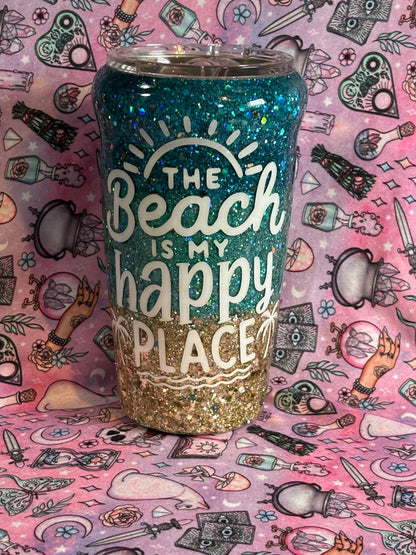 The Beach is my Happy Place ~ Glitter Epoxy Tumbler ~ Epoxy Tumbler  ~ 20 oz. Tumbler ~ Custom Tumblers ~ Gifts~ Teacher Gift ~ Bridal Gifts
