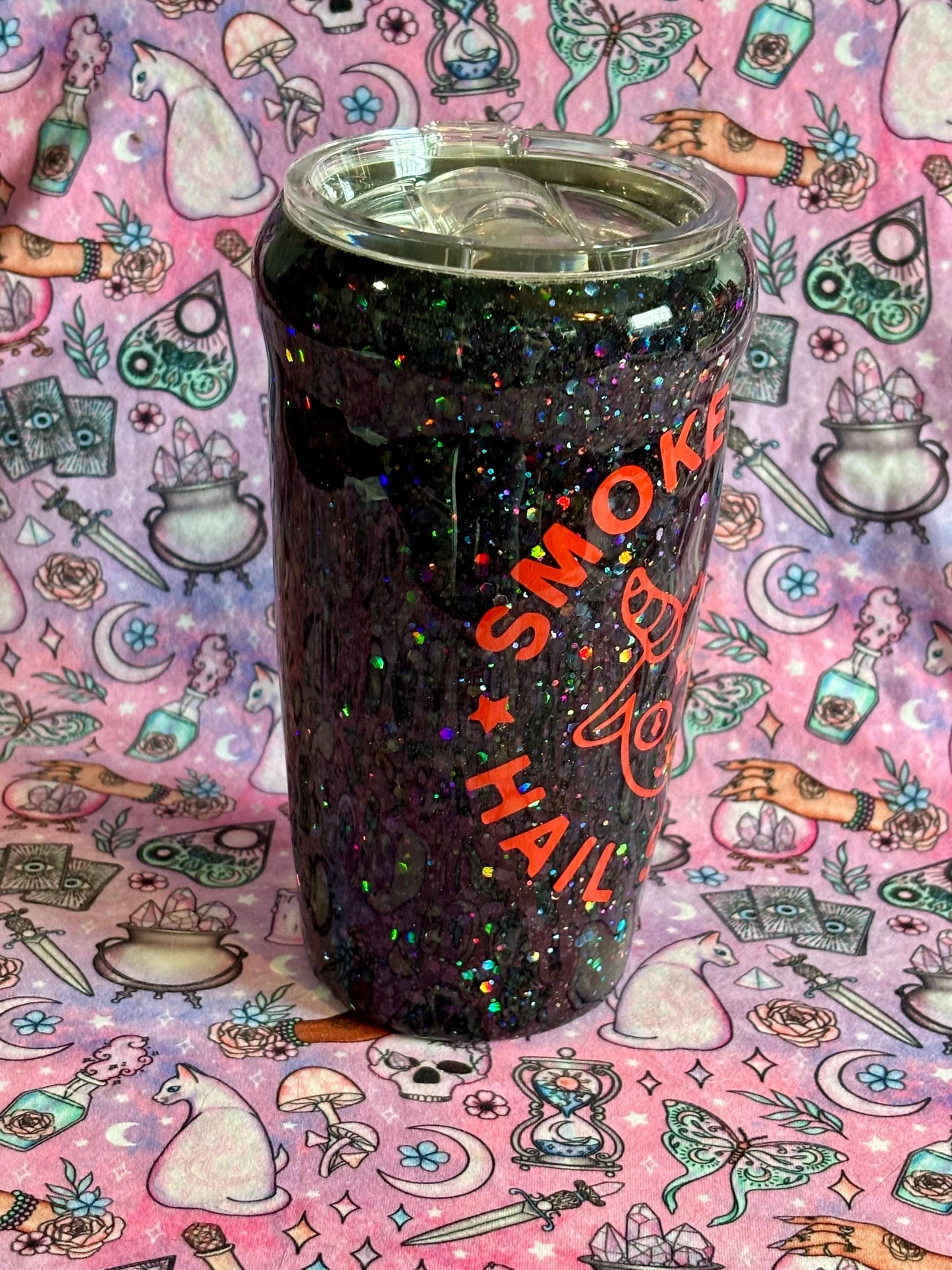 Smoke Herb Hail Satan ~ Glitter Epoxy Tumbler ~ Epoxy Tumbler  ~ 20 oz. Tumbler ~ Custom Tumblers ~ Gifts~ Satanist Gift ~ Dark Gifts
